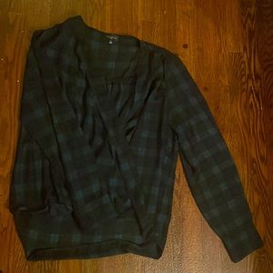 Plaid wrap blouse